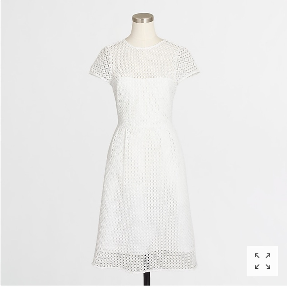NWT! JCrew Factory White Eyelet Dot Dress Size 8.